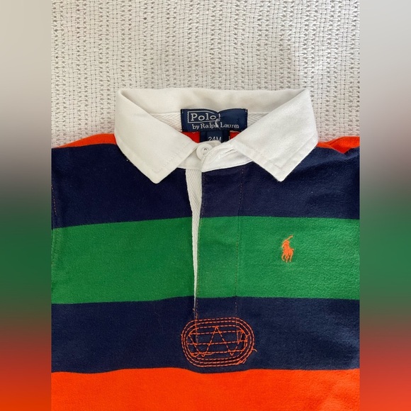 Ralph Lauren Green and Orange Bodysuit with Rugby Stripes - Picture 3 of 4